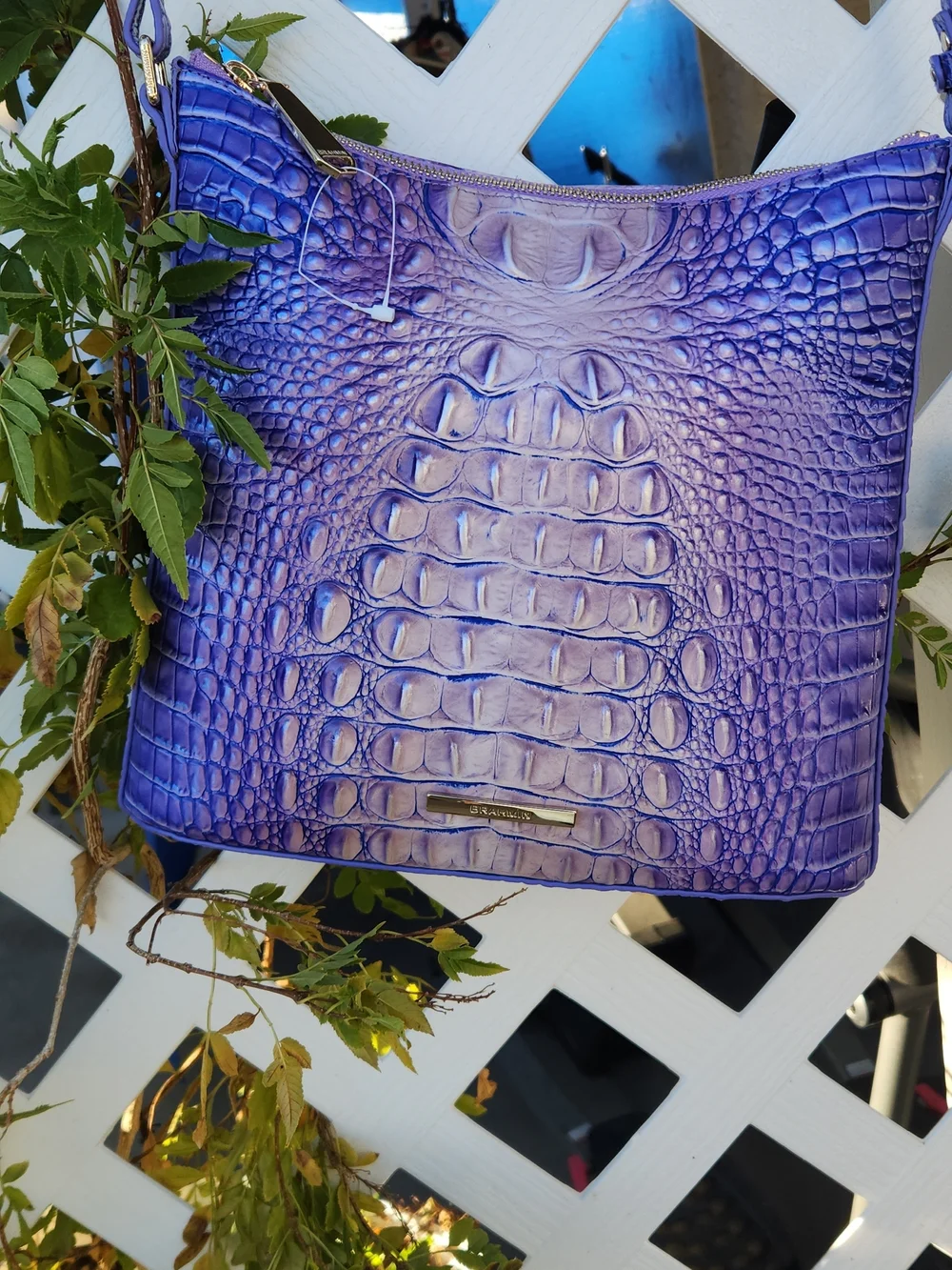 Brahmin Purple Croc-Embossed Crossbody Bag - Women - Picture 4 of 9